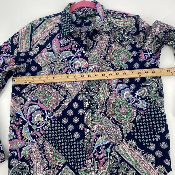 Lauren Ralph Lauren Size L Purple Multicolor Paisley Non Iron Button Up Shirt - Picture 9 of 10